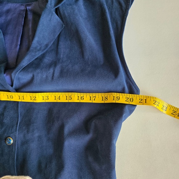 Vtg 90s Navy Faux Suede Button Front Midi Dress Sz L Handmade Minimalist Artisan - Picture 8 of 10